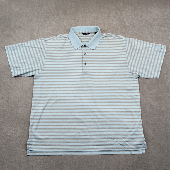 Albert Ross Vintage Striped Polo Large Blue Mercerized Cotton Golf Old Money — photo 2
